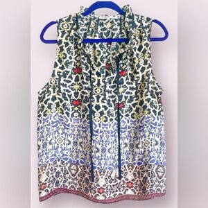 Violet + Claire Sleeveless Abstract Print Top Bowtie Neck Size L